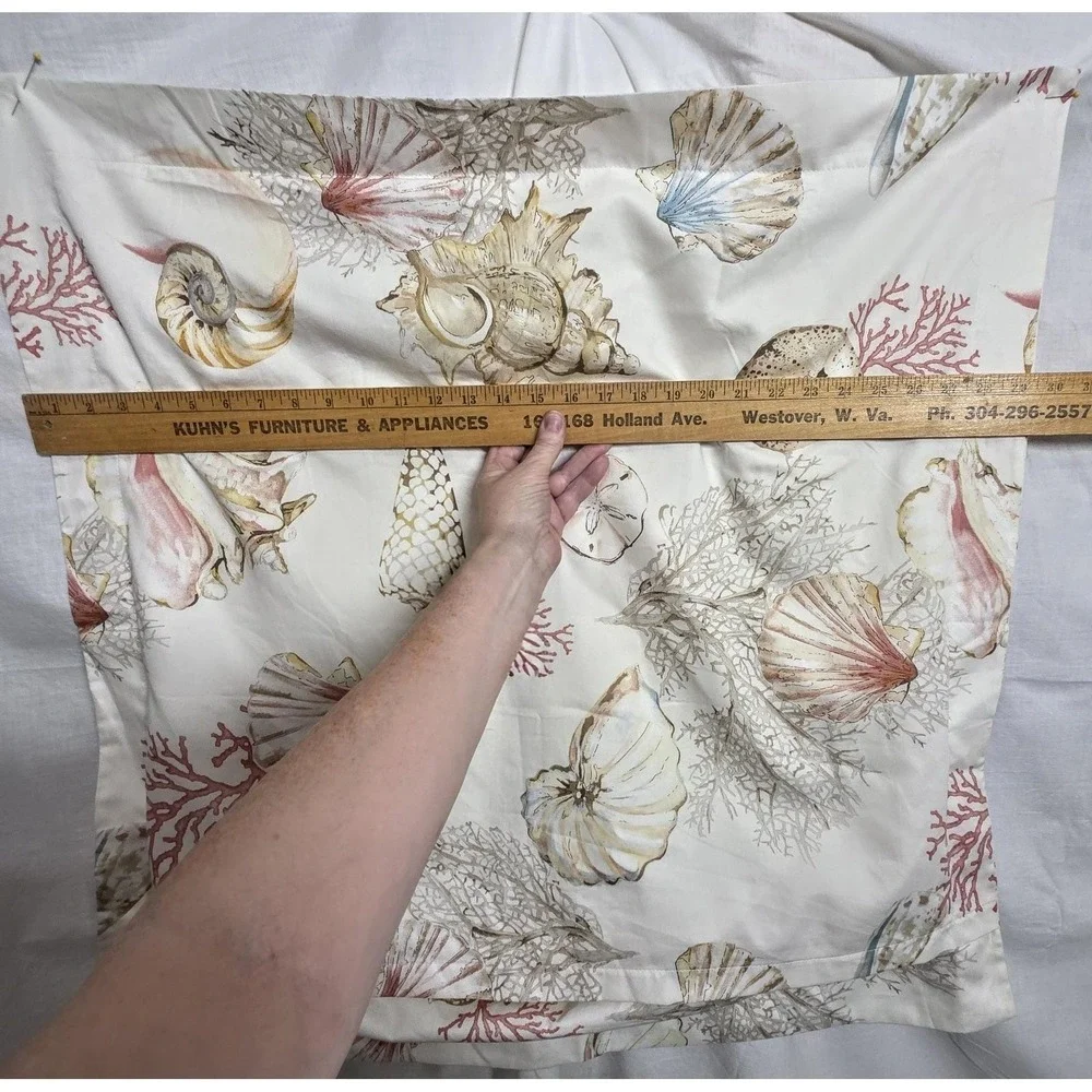 Pottery Barn Seashell Coral Euro Sham 29x29 Cotton Coastal Beach Nautical